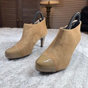 Easy Spirit Heels 6.5 Suede Ankle Booties Stiletto Heel Tan Brown Taupe Office